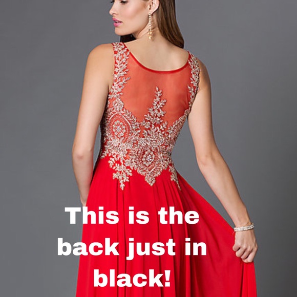 Jewel Embellished Sheer Back Chiffon Prom Dress - Picture 4 of 5